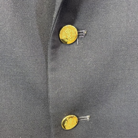 Vtg USA Made 40R Navy Blue Hopsack Gold Button Mens Blazer Sport Coat Jacket - Picture 2 of 9